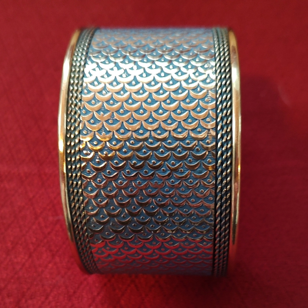 Bold Statement Textured Cuff Bracelet. 6 1/2" Circumference 1 1/2" Wide.